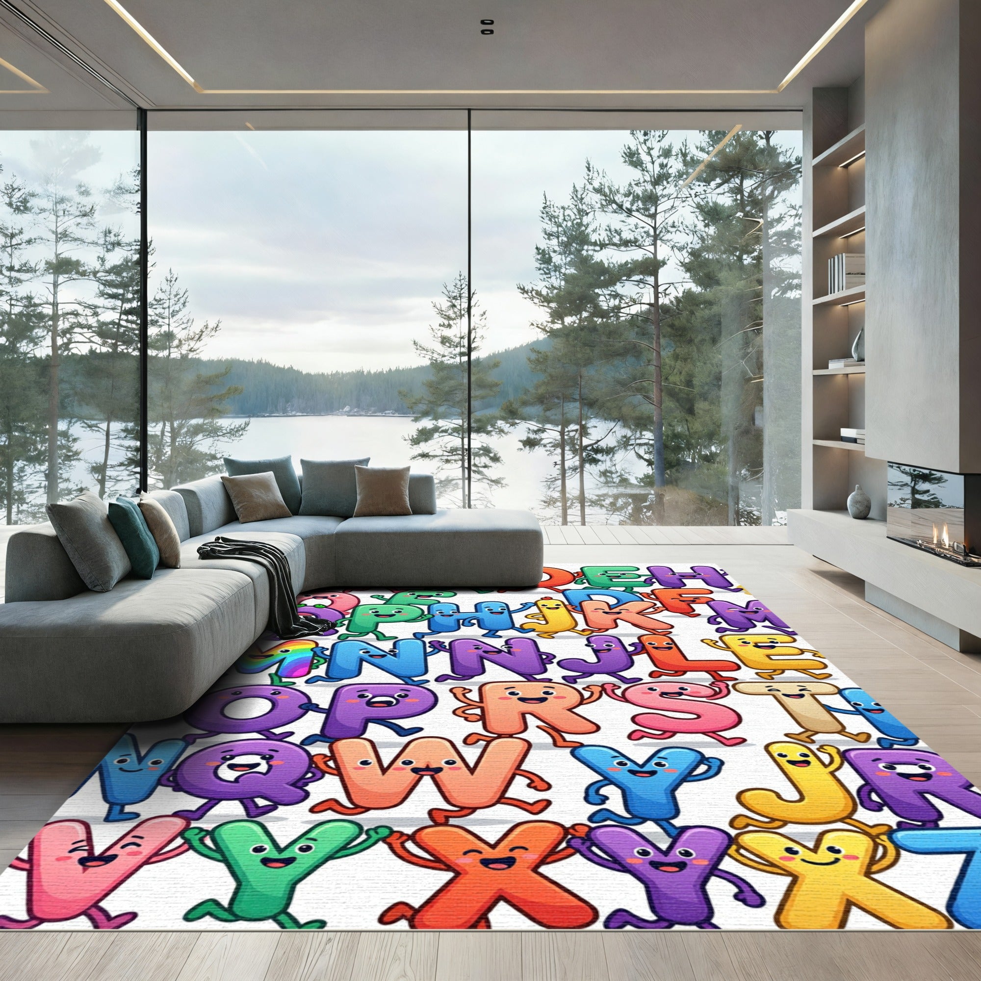 Colorful Playful Alphabet Characters Illustration Rug