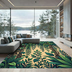 Lush Green Tropical Foliage Arch Rug