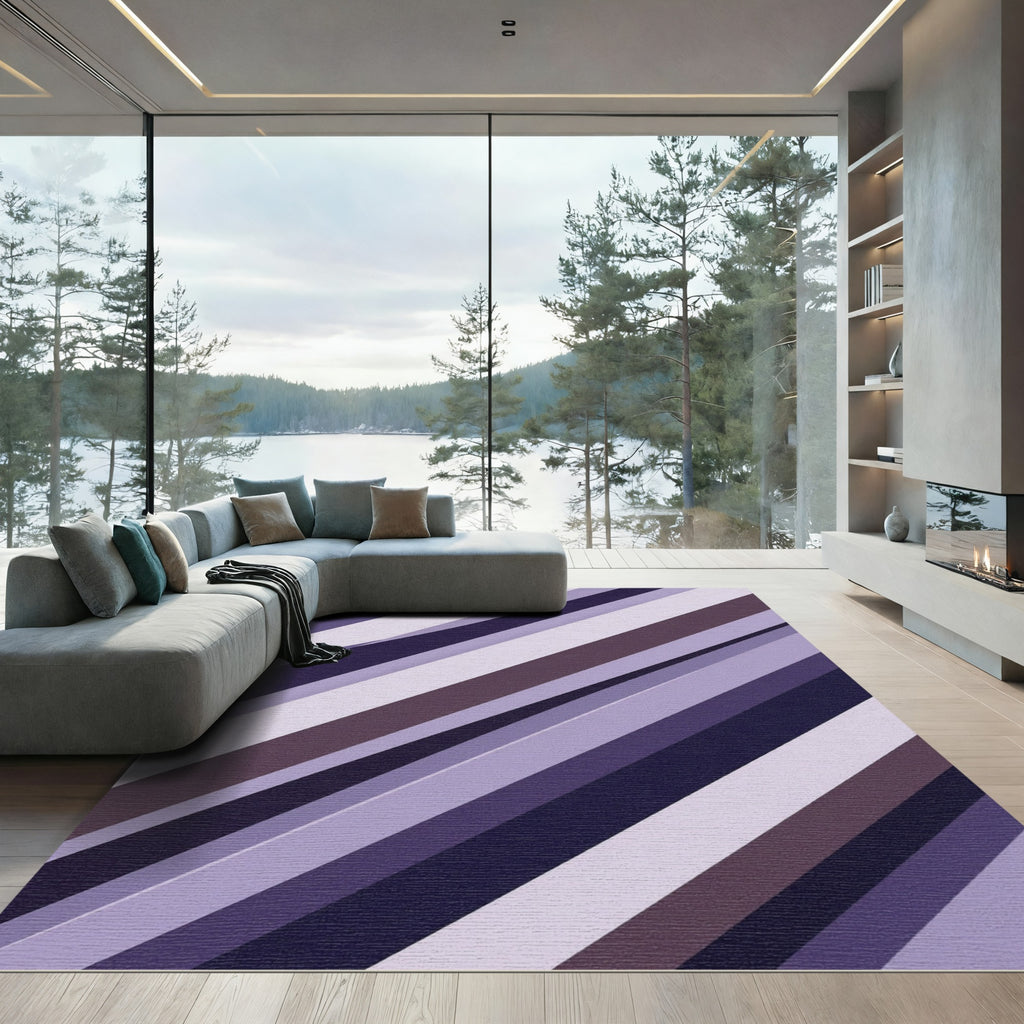 Modern Abstract Violet Striped Rug