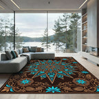 Celestial Teal Starburst Filigree Rug