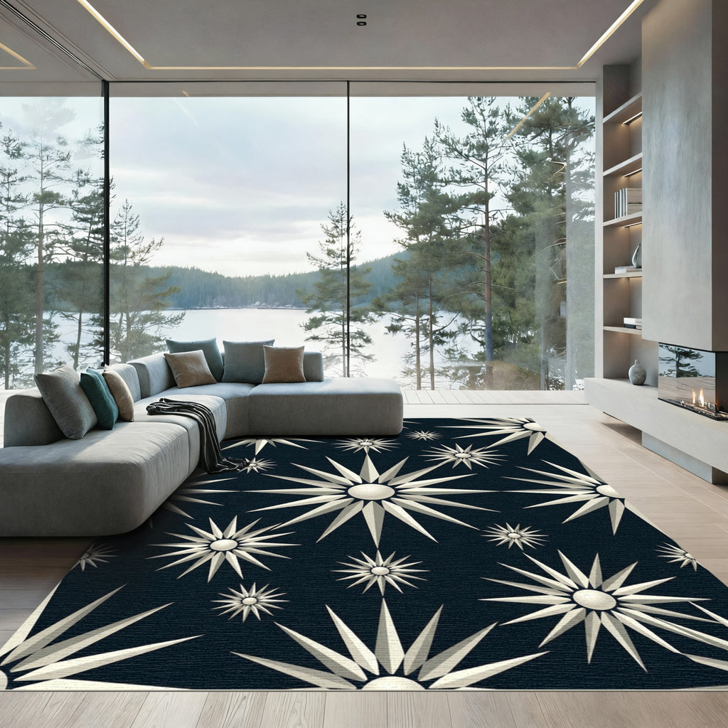 Radiant Starburst Navy Repeating Elements Rug