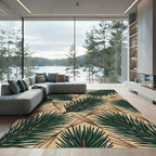Rustic Evergreen Pine Needle Botanical Rug