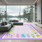 Whimsical Alphabet Creatures Pastel Fun Rug