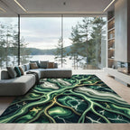 Organic Emerald Marble Fluid Abstract Wave Rug