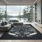 Monochromatic Gothic Star Ornate Scroll Rug