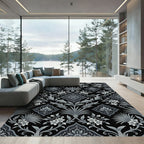 Monochromatic Floral Fish Lattice Rug