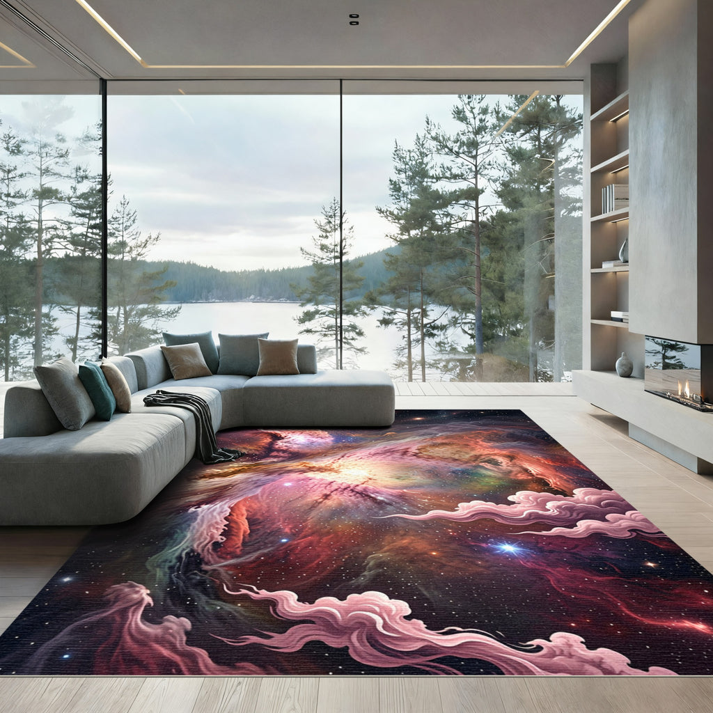 Cosmic Swirl Nebula Starry Night Rug