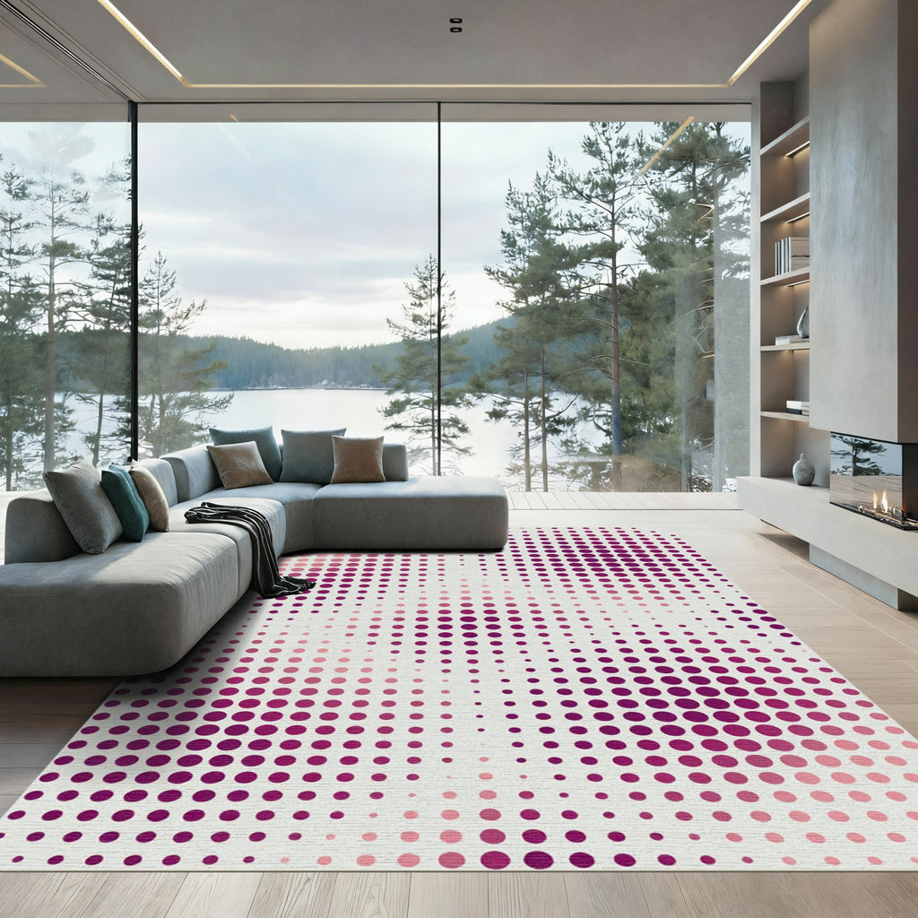 Magenta Dotted Fade Abstract Composition Rug