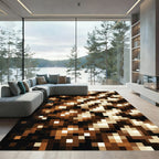 Abstract Golden Bronze Radiant Stripe Rug