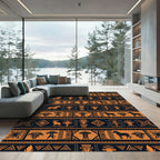 Tribal Ochre Animal Geometric Banded Rug