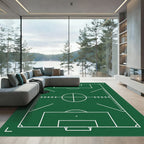 Minimalist Forest Green Soccer Field Rug