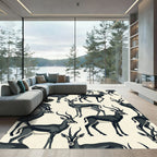 Elegant Black Gazelle Animal Illustration Rug