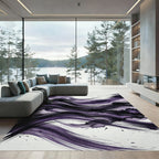 Deep Purple Abstract Ink Wave Rug