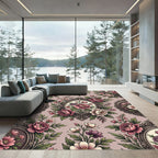 Victorian Pink Floral Portrait Rug
