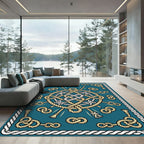 Nautical Rope Knots Teal Accents Rug