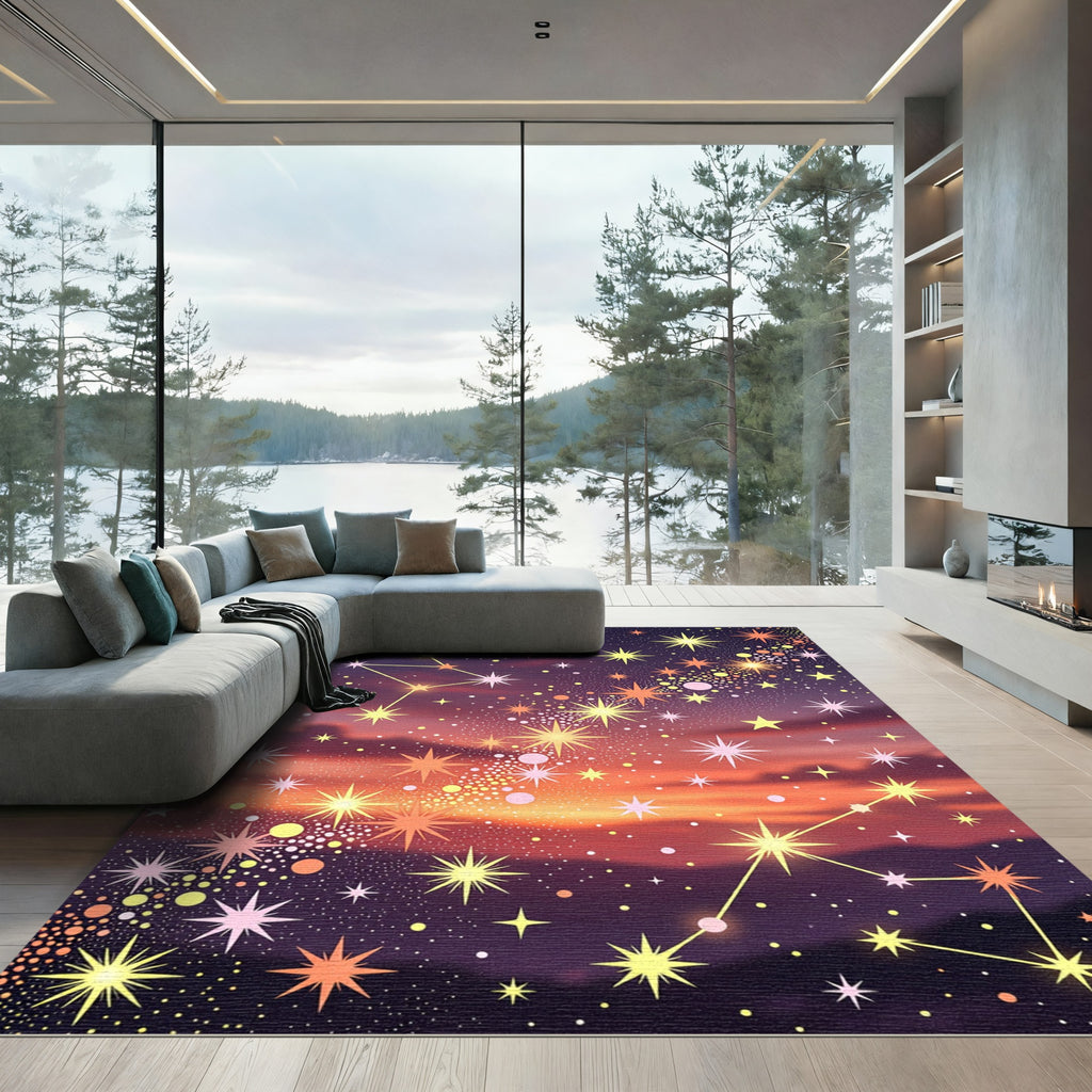 Cosmic Sunset Star Constellations Rug