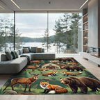 Forest Wildlife Woodland Animal Scene Rug
