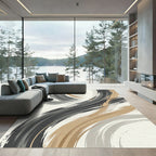 Modern Gold and Charcoal Swirl Rug