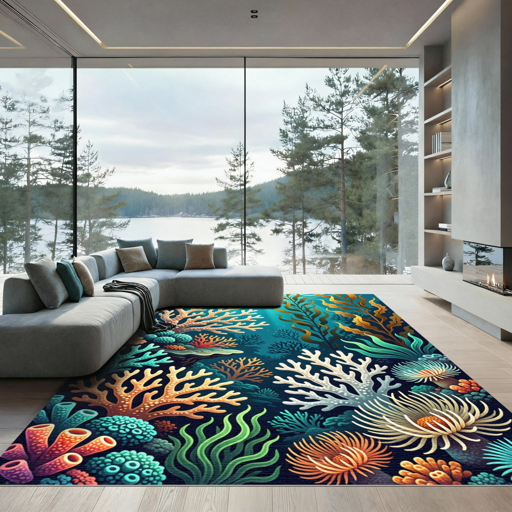 Undersea Coral Garden Vibrant Flora Rug