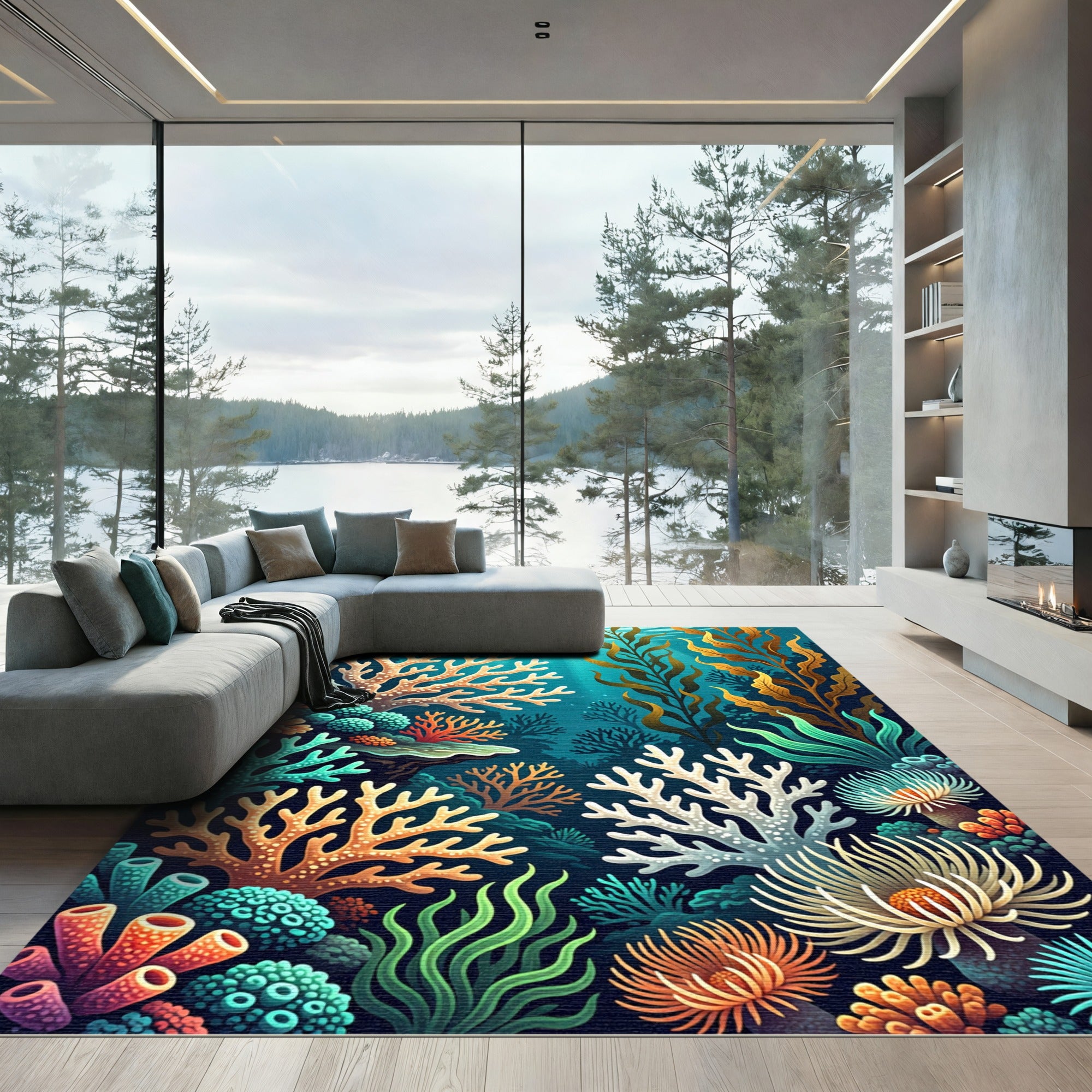 Undersea Coral Garden Vibrant Flora Rug