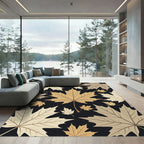 Golden Maple Leaf Autumn Swirl Rug