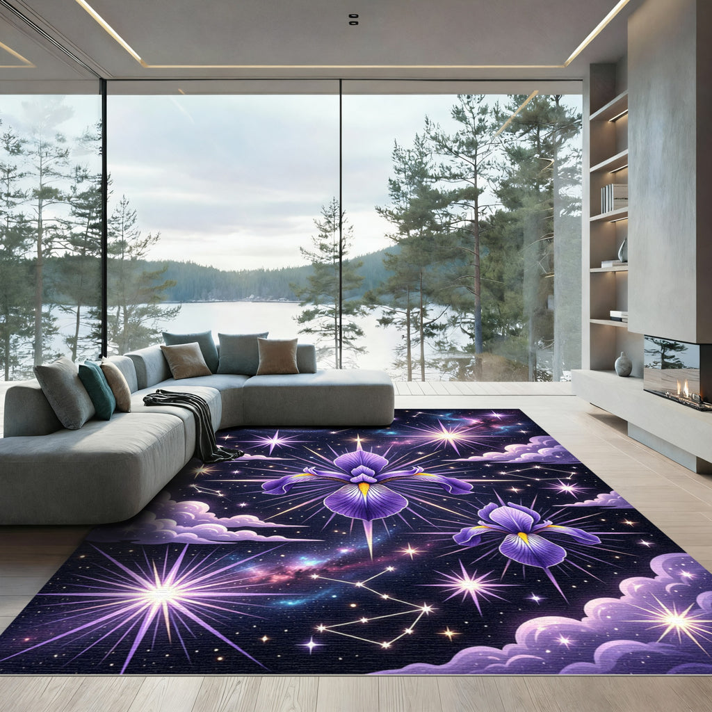 Purple Iris Cosmic Galaxy Constellation Rug