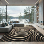 Modern Metallic Bronze Ripple Swirl Rug