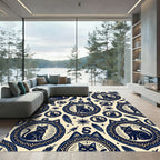 Mystical Midnight Black Cat Feather Tapestry Rug