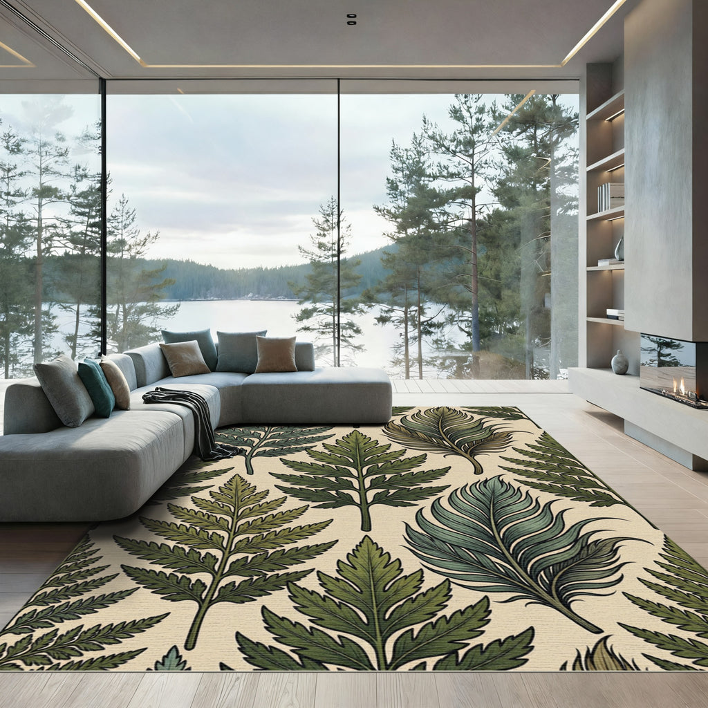 Emerald Green Tropical Leaf Arrangement Rug