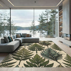 Emerald Green Tropical Leaf Arrangement Rug