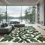 Lush Green Botanical Intertwining Vine Tapestry Rug