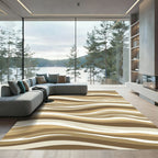 Neutral Earth Tone Abstract Wavy Lines Rug