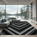 Monochromatic Sharp Angular Geometric Chevron Rug
