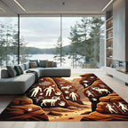 Earthy Canyon Petroglyph Ancient Cave Art Rug