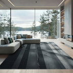 Modern Graphite Linear Concrete Texture Rug