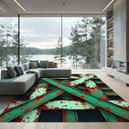 Green Red Grunge I Beam Rug