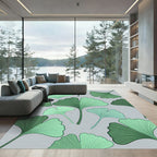 Green Ginkgo Leaf Pattern Rug