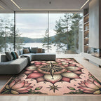 Blush Pink Lotus Compass Floral Medallion Rug