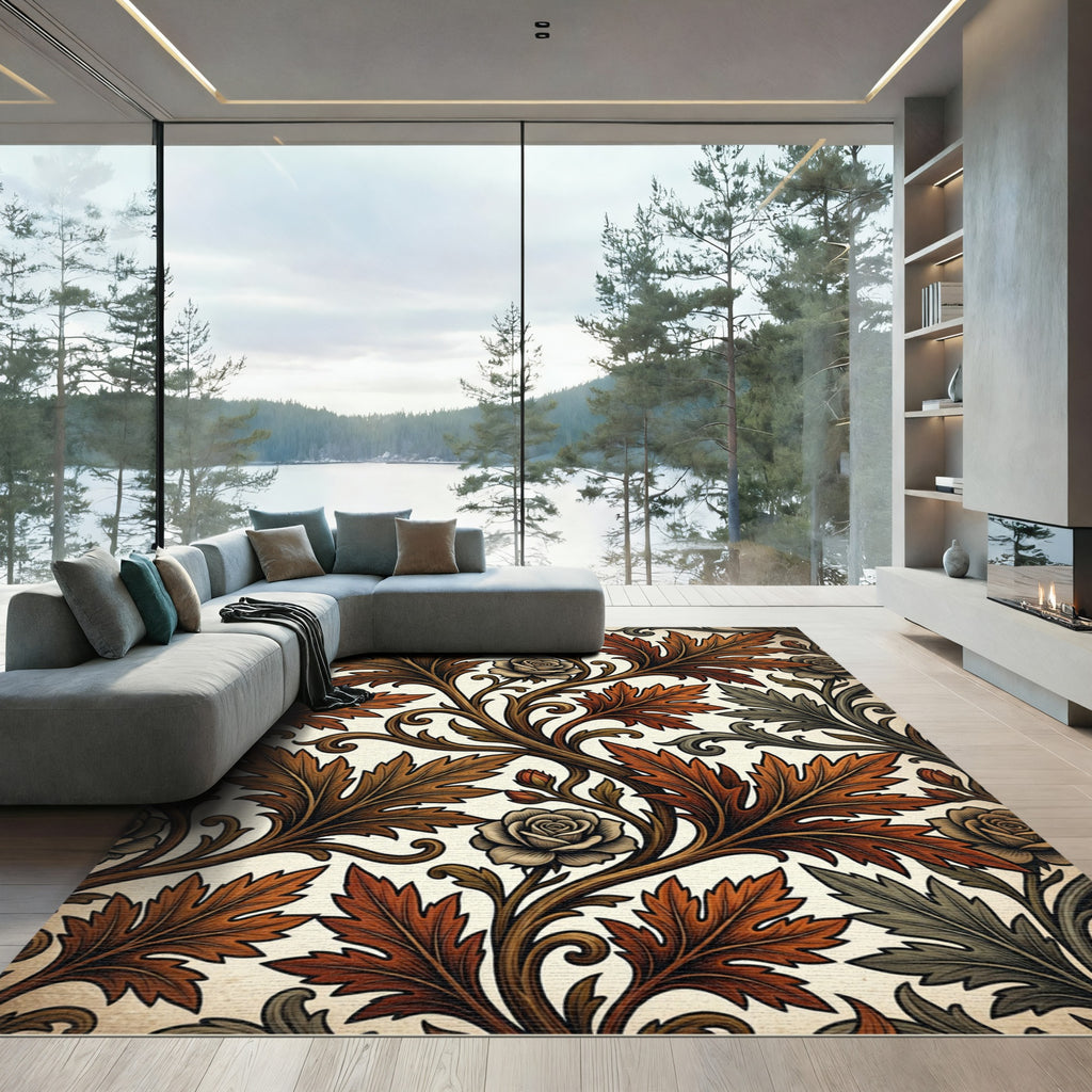 Vintage Autumnal Rose Foliage Rug