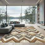 Seashell Chevron Neutral Earth Tone Area Rug