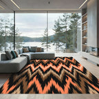 Fiery Orange Brown Zigzag Chevron Rug