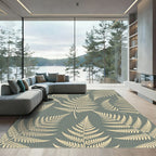 Light Beige Fern Foliage Background Rug