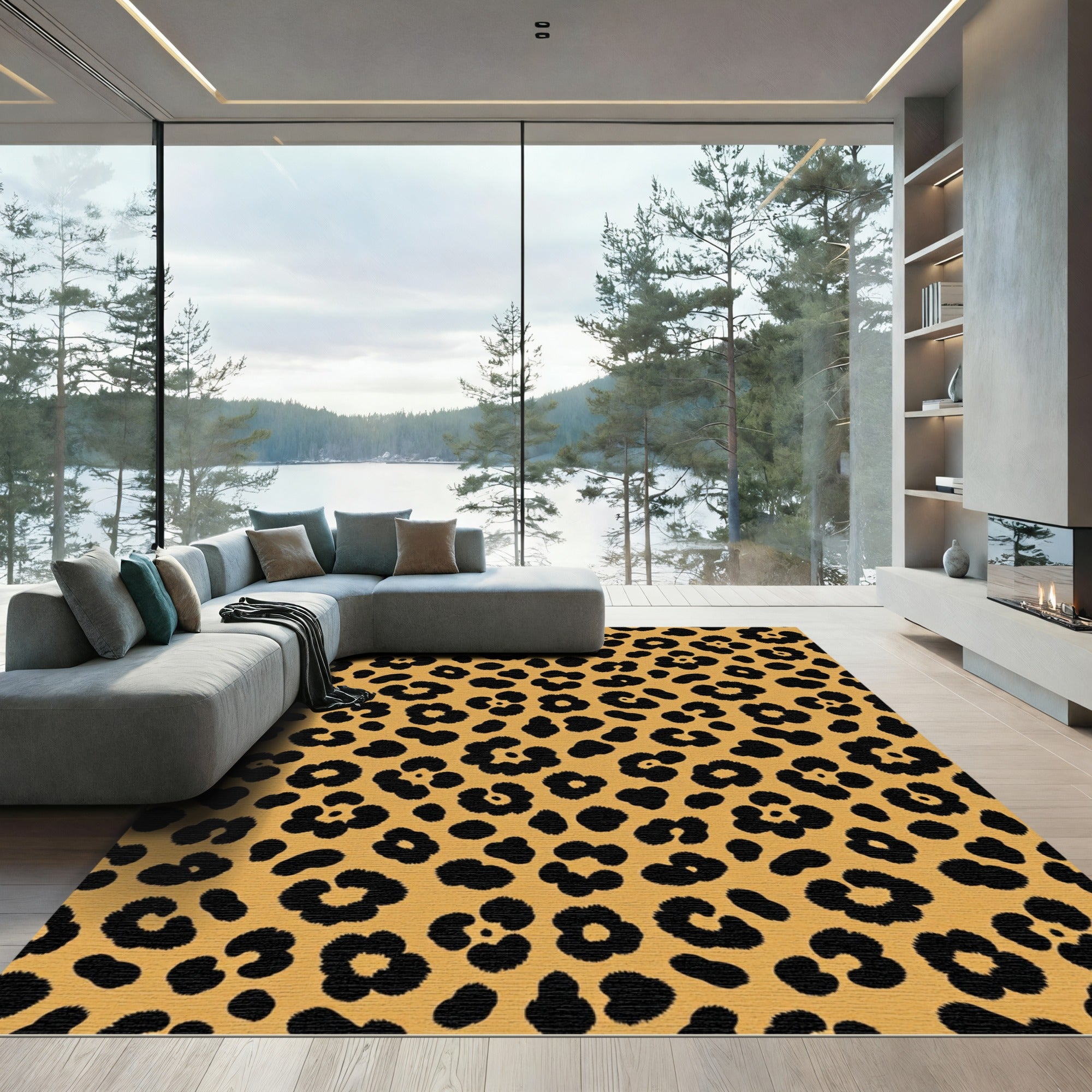 Classic Golden Ochre Leopard Spoted Rug