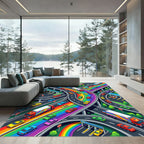 Vibrant Urban Highway Colorful Road Map Rug