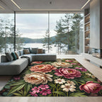 Elegant Dusty Rose Peony Bouquet Rug