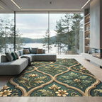 Elegant Sage Green Floral Damask Ornament Rug