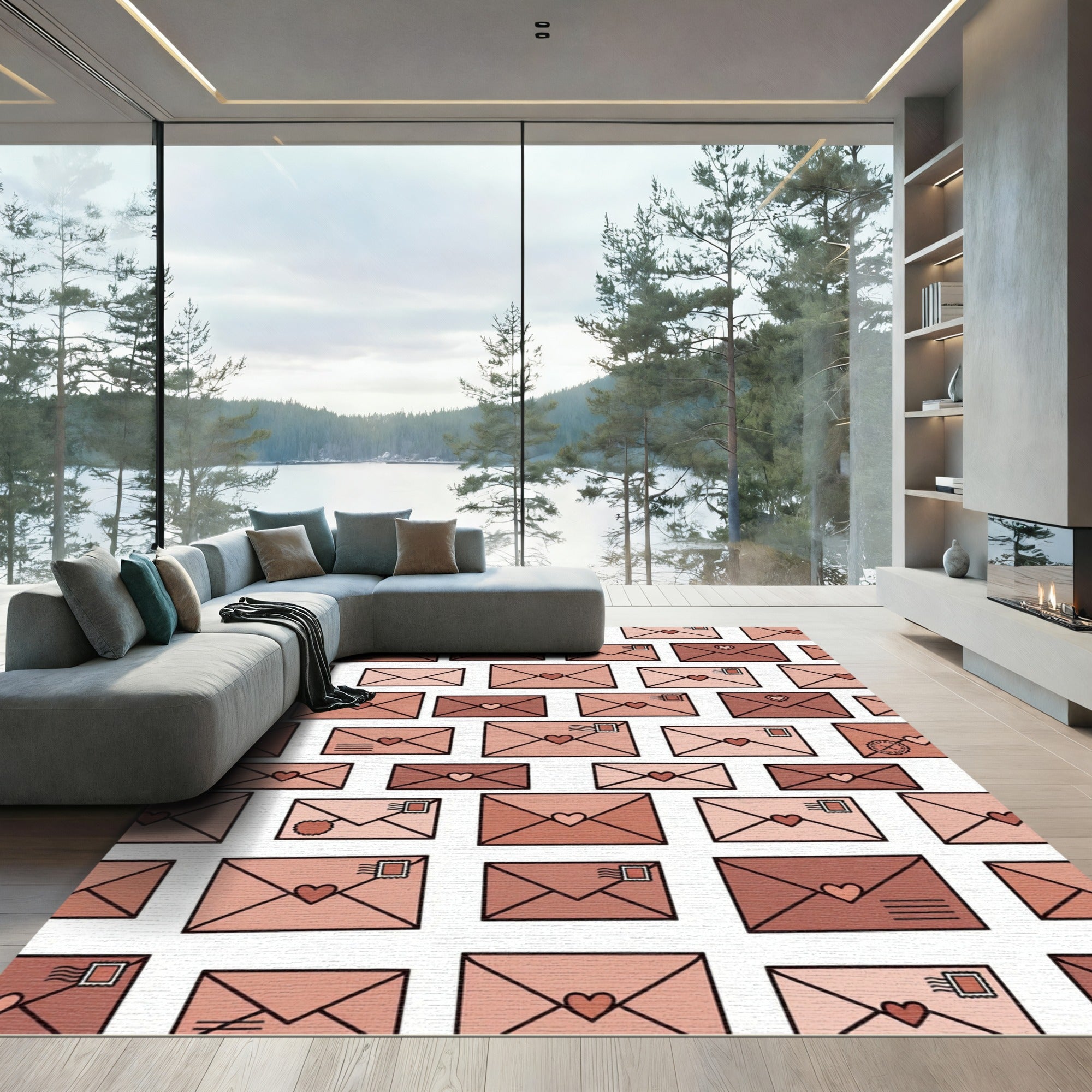 Romantic Envelopes Geometric Arrangement Rug