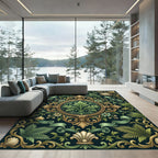 Ornate Golden Acanthus Botanical Medallion Rug