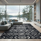 Grayscale Geometric tribal band Rug