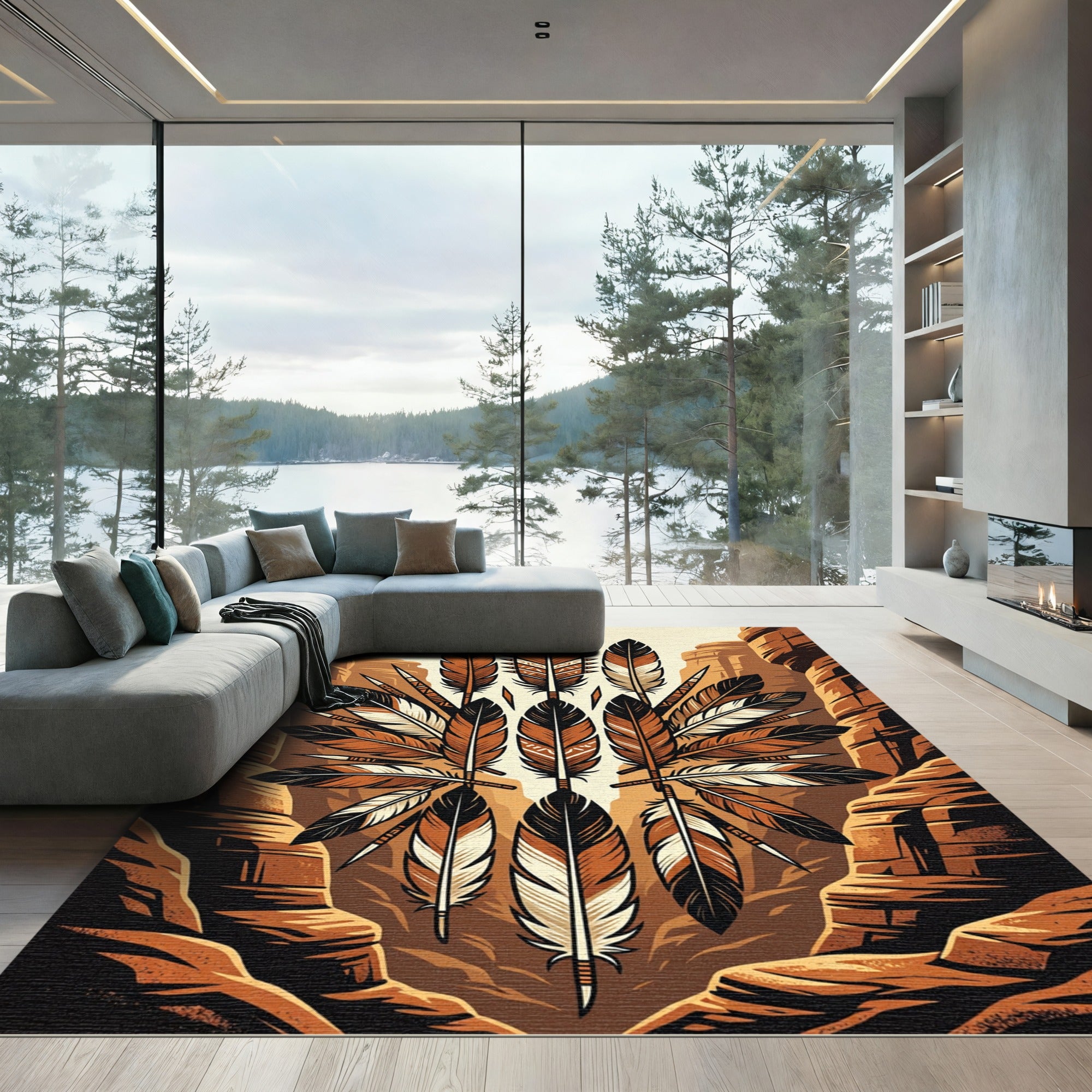 Earthy Southwestern Feather Canyon Rug